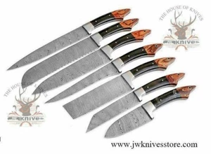 Juego personalizado de cuchillos de cocina de acero forjado a mano de Damasco cuchillos de chef cubiertos juego de regalo - Imagen 1 de 5
