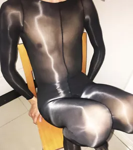 8D Männer Herren Glänz Bodystocking Catsuit Overall Penishülle Bodysuit Playsuit - Bild 1 von 14