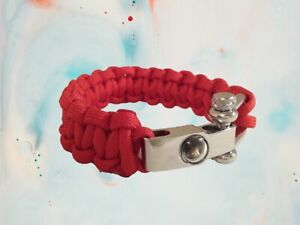 Custom Made Paracord Survival Bracelet with Compass Shackle-Red