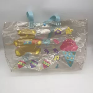 Vtg Sanrio Dee Dee Bear Clear Vinyl Plastic Bag 1988 Ink Stains Blue Handle Snap - Picture 1 of 13