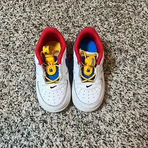Nike Air Force 1 LV8 Toddler Sneakers White Blue Red Yellow Shoes 7C - Picture 1 of 5
