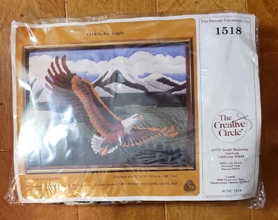 CREATIVE CIRCLE CREWEL KIT 12" X 16" NOBLE FLYING EAGLE #1518 Vtg 1983 NIP - Image 1 of 4
