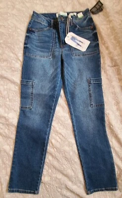 NUEVO CON ETIQUETAS MUJER GENERATION BY CELEBRITY ROSA AZUL DENIM SKINNY CARGO JEANS TALLA 3/26 Foto 1 de 4