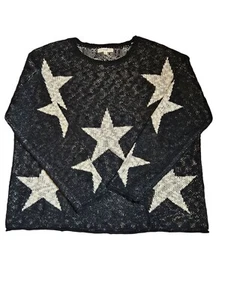 Easel Stars Grapic Knit Patriotic Boxy Sweater Womens Small - Picture 1 of 8