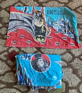 Vintage 1991 Batman Returns Penguin DC Comics Twin Fitted Sheet + Pillow Case - Picture 1 of 9