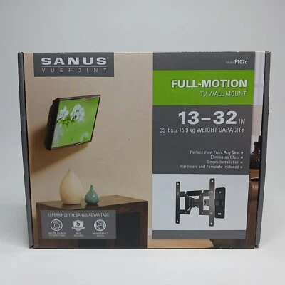 Sanus VuePoint подвижное настенное крепление для телевизоров 13–32 дюйма (F107c) - Изображение 1 из 3