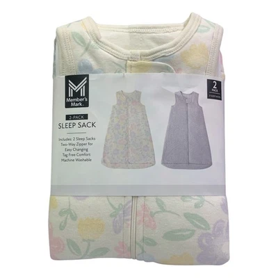 Member's Mark Baby мягкий спальный мешок без рукавов упаковка 2 шт. - Изображение 1 из 2