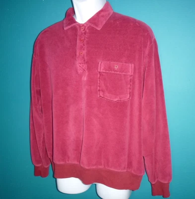 Camisa De Colección Años 70 Towncraft Terciopelo Granate Cintura Bandada Talla L Foto 1 de 4