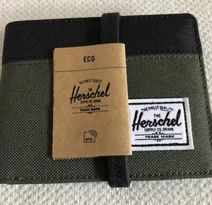 Herschel Eco 'Roy' Bifold Wallet 6 Card Slots in Forest Night/Black - Picture 1 of 9
