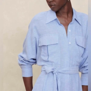 Banana Republic Factory Linen Blend Blue Utility Belted Shirt Dress Sz S Small L - Picture 1 of 13