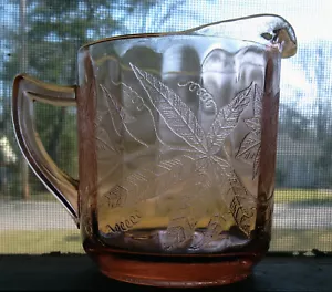 Vintage Pink Depression/Carnival Glass-Jeanette Creamer Floral -Poinsettia - Picture 1 of 8