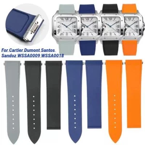 18.5/21mm Rubber Watchband For Cartier Dumont Santos Sandoz WSSA0009 WSSA0018 - Bild 1 von 40