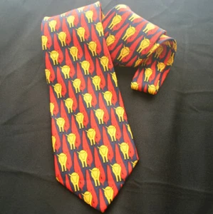 ICHTHYS Yellow Bulls in Red Trees Navy Blue Tie - Foto 1 di 4