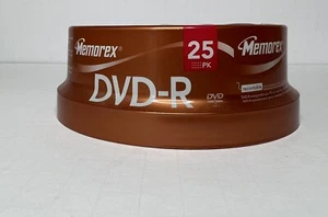 New Sealed Memorex DVD-R Blank Recordable Discs 16X 4.7GB 120Min 25 Pack Spindle - Imagen 1 de 4