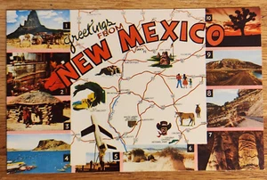 Postal Mapa del Estado de Nuevo México Años 60 Mike Roberts Sin Usar - Imagen 1 de 1