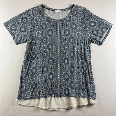 Camisa Rosa y Oliva Mujer 2X Plus Azul Negro Manga Corta Top Ligero Rayón Foto 1 de 4