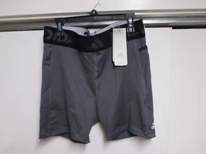 ADIDAS WOMENS (TF SHRT 3 BAR) TIGHTS, SHORTS SIZE (XL) NWT GRAY W/PHONE POCKET - Picture 1 of 6