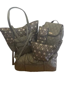 Cinda B 6 Piece Travel Duffle Luggage Set Backpack Tote Crossbody Python Black - Picture 1 of 24