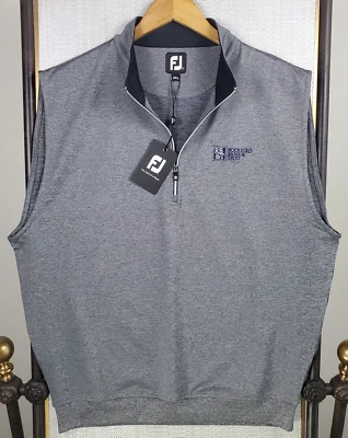 FOOTJOY x ROCKFORD BANK New $98 Size Large Vest Gray Melange Mens Golf 1/2 Zip - Image 1 of 4