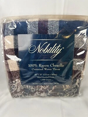 Manta Nobility Rayón Chenille Tiro Gran Tamaño 75 x 50 Suave Anudada Flecos Nueva en Paquete Foto 1 de 3