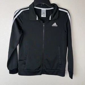 Adidas Boy's Youth 3 Stripe Full Zip Athletic Jacket, Black Size M-10/12 - Picture 1 of 6