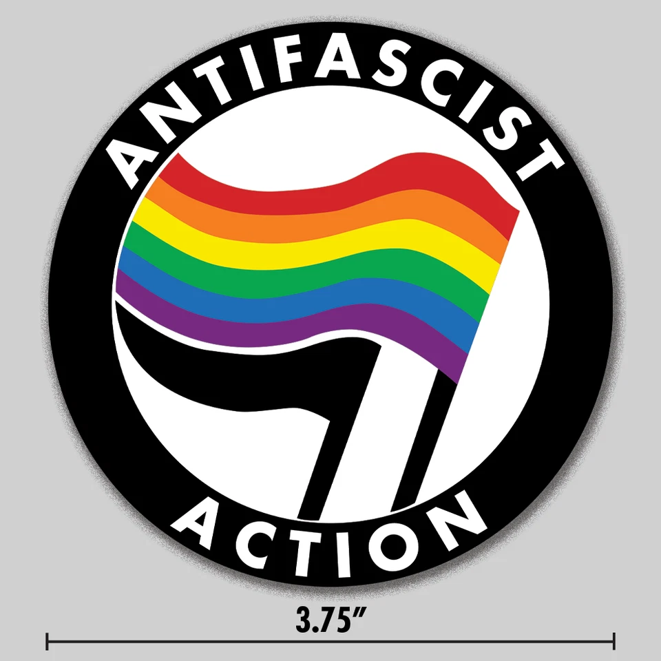 ACORN TACTICAL Anti-Fascist Sticker Rainbow Pride English Antifa Logo 3.75" Vinyl Decal