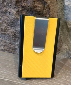 Slim Wallet Money Clip & Credit Card Holder, RFID Blocking Carbon yellow - Picture 1 of 5