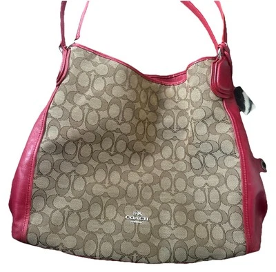 Nuevo sin etiquetas Bolso de Hombro/Bolso de Mano Coach Edie 31 F36466 Caqui/Rojo Verdadero Nuevo Foto 1 de 4