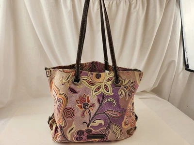 Authentic ETRO Paisley Shoulder Hand Bag Tote Pink Canvas Shoulderbag Pattern - Image 1 of 4