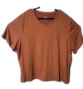 Camiseta 3XL color óxido cuello en V con dobladillo partido - Imagen 1 de 4