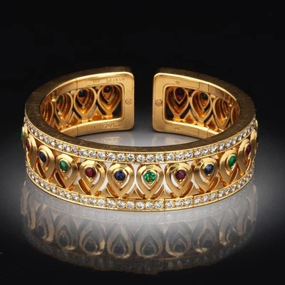 Brazalete Cartier Vintage 18K Tanjore Diamantes y Piedras Preciosas, 7.25" Foto 1 de 4