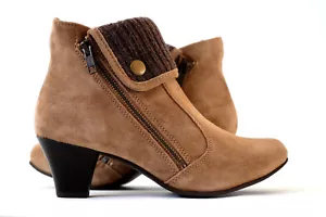 Damen Stiefeletten echtes Wildleder Gr. 38 | Ankle Boots Leder braun High Heels - Picture 1 of 10