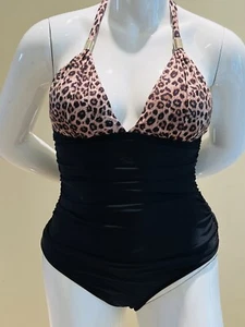 One Pc Swimsuit Black Sz 2XL Leopard Print Bathing suit - Picture 1 of 4