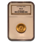 1919 Peru Gold 1 Libra MS-64 NGC