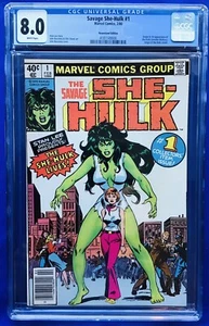 SAVAGE SHE-HULK #1 (1980) **CGC 8.0** - 1A APLICACIÓN DE SHE-HULK BLANCO-PG - QUIOSCO - Imagen 1 de 7