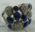 Signed Espo Sterling Silver Blue Lapis Lazuli Cubic Zirconia Bubble Ring Size 11