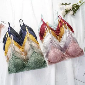 Women Lace Wireless Bra - Backless Fashion Seamless Padded Push Up Bra Underwear - Picture 1 of 23