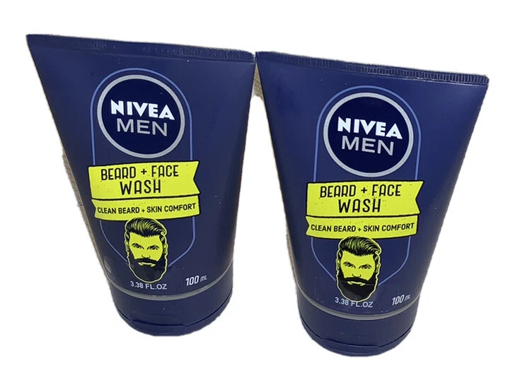 NIVEA Men Beard Face Wash Skin Facial Cleanser Deep Bath Shower 3.38 Oz 100ml