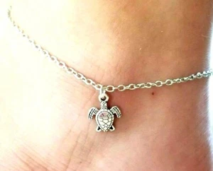 Pulsera Tobillera Tortuga Plata Dije Tortuga Tobillera Tortuga Joyería Playa Océano - Imagen 1 de 4
