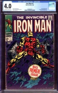 IRON MAN #1 CGC 4.0 OW/WH PAGES // ORIGIN OF IRON MAN RETOLD MARVEL 1968 - Picture 1 of 2