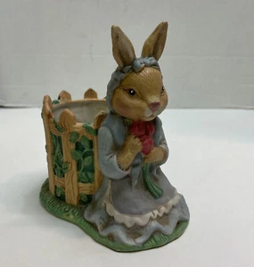 Holland Mold Ceramic Bunny Rabbit Planter Pencil Holder Garden Fence 5 1/2 inch - Picture 1 of 12