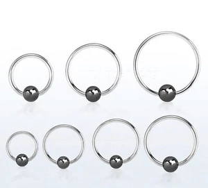 2pcs. Black Hematite Plated Ball with Steel Captive Bead Ring Nose Ring Earring - Picture 1 of 3