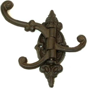 Gancho de pared giratorio brazo oscilante victoriano antiguo de hierro fundido árbol de pasillo 3 ganchos - Imagen 1 de 12