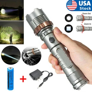 Super Bright 990000LM Flashlight Zoomable High Lumens Rechargeable Battery Torch - Picture 1 of 15