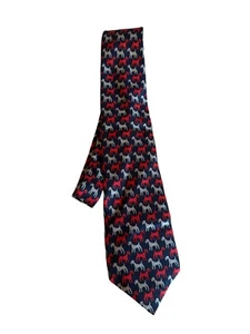 Corbata Christian Dior Paris Para Hombre 100% Seda Vintage Patrón Caballo - Imagen 1 de 4