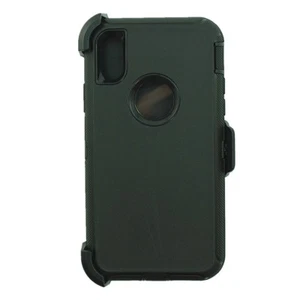 For Apple iPhone XR Defender Case Cover (Belt Clip Fits Otterbox) BLACK - Picture 1 of 5
