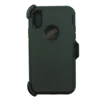 For Apple iPhone XR Defender Case Cover (Belt Clip Fits Otterbox) BLACK - Image 1 of 4