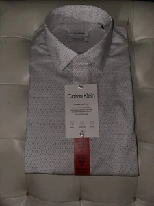 Calvin Klein Men's Slim-Fit White French-Cuff Cotton Dress Shirt 15-15.5 M36/37 - Picture 1 of 4