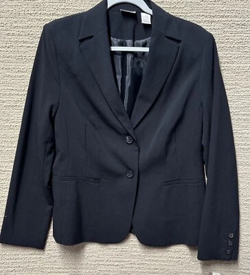 Blazer Kim Rogers para mujer talla 10 azul marino forrado con 2 botones ropa de carrera clásico de negocios Foto 1 de 4