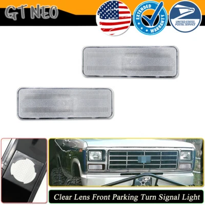 Clear Lens Front Parking Signal Lights For 1980-1986 Ford Bronco F150 F250 F350 - Image 1 of 4
